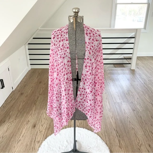 NWT LC, hot pink floral print kimono beach cover-up - Picture 7 of 9